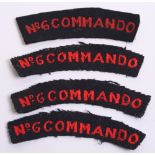 WW2 No6 Commando Cloth Shoulder Titles consisting of one matched pair of embroidered, single