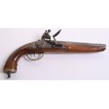 Belgian Military Flintlock Holster Pistol, 13.5" overall, barrel 8" Liege proved, fullstocked,