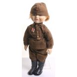 Wartime Period Soviet Russian Childs Doll, showing a female soldier in the Russian army. Full