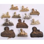 Selection of Early 54th Foot Collar Badges including two bullion examples showing Sphinx above Egypt