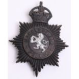 Macclesfield Police Helmet Plate, kings crown, black star, chrome centre complete with three lug