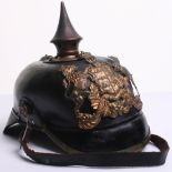 Imperial German Wurttemburg Pickelhaube of leather body with gilt brass helmet plate (missing