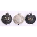 City Of Sheffield Police Cap Badges, 2 x Kings crown black wreath's,145-357 numbers, in white