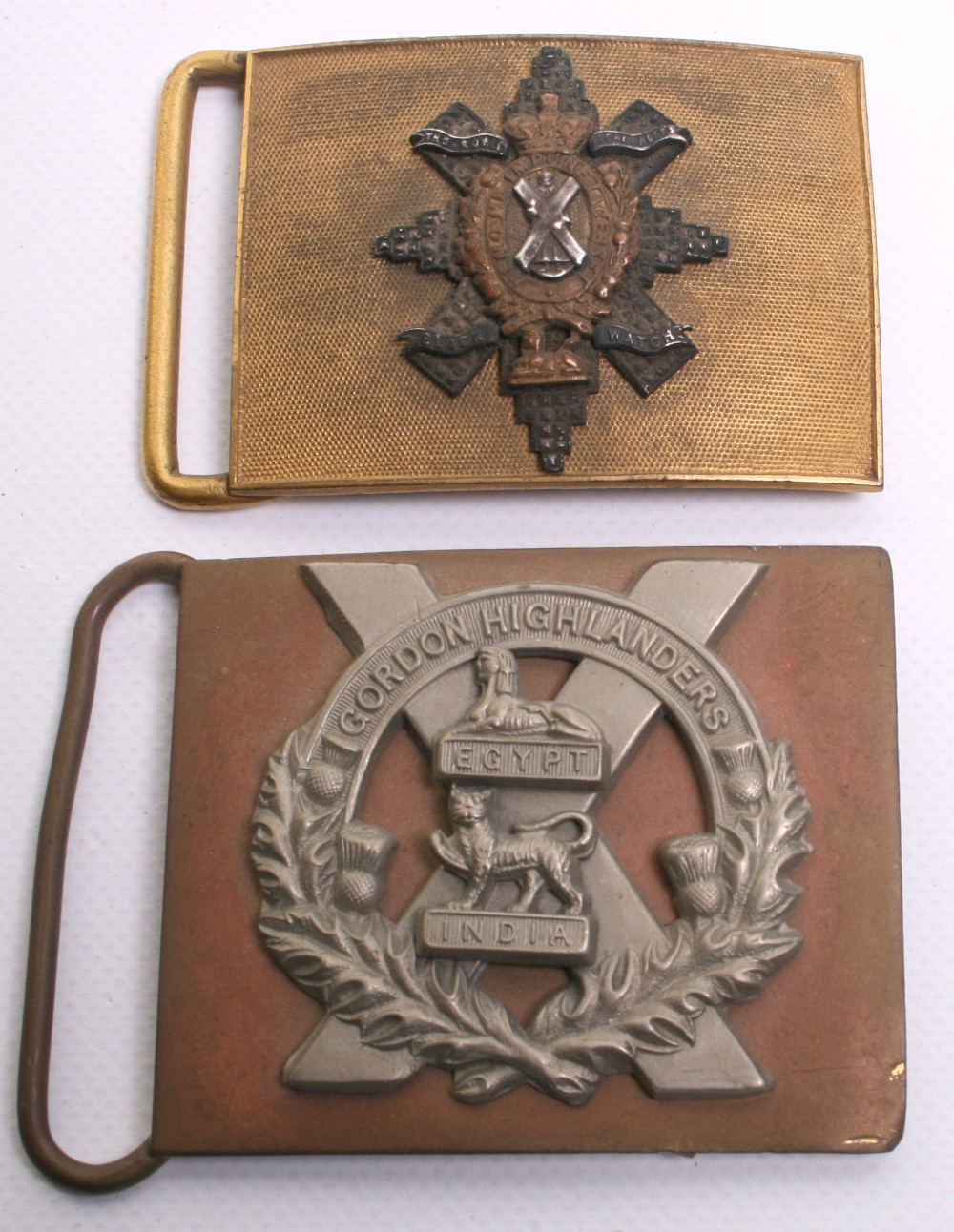 Victorian Black Watch Officers Dirk Belt Plate being a gilt rectangular buckle with separate piece - Image 3 of 4