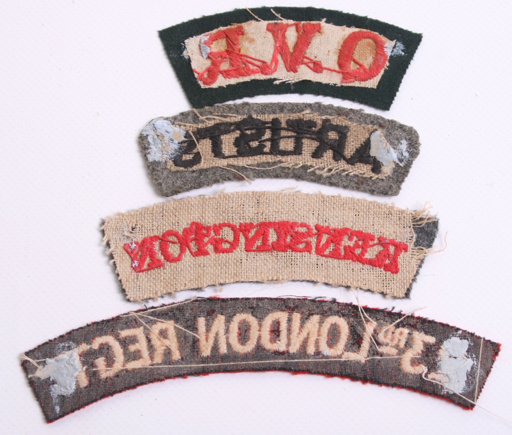 Selection of WW1 London Regiment Cloth Shoulder Titles, consisting of embroidered red lettering on - Image 2 of 2