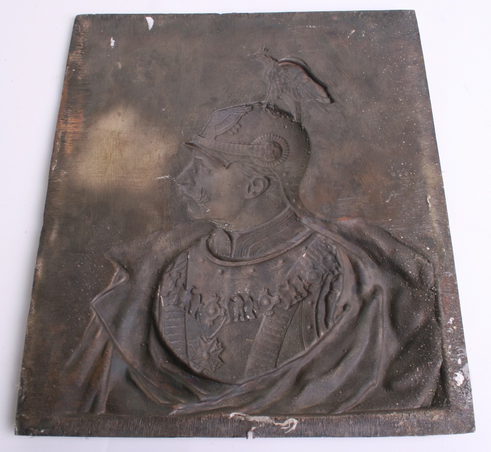 Imperial German Kaiser Wilhelm II Bronze Plaque, showing a stamped out head and bust profile of - Image 2 of 2