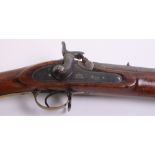 Indian Military Style Percussion Musket, 46" overall, barrel 30", lock stamped crowned VR, 1860,