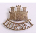 Scarce Variation Dorset Regiment Shoulder Title, being brass with Gibraltar castle above DORSET.