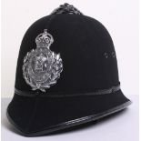 Guernsey Police Helmet, Kings crown chrome helmet plate, black rose top, on cork helmet, in