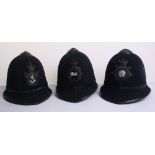 Three Rose Top Cork Police Helmets, Surrey Constabulary, Queens Crown black badge and fittings, West