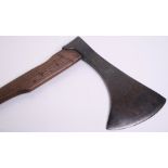 Large Axe of ‘Headsman' Type, heavy blade 15" with 8.75" cutting edge, deeply stamped A.V,