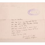 Handwritten Note by Famous WW1 War Artist Sir William Orpen, the note in ink has his signature to