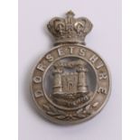 Victorian Dorsetshire Militia Glengarry Badge of white metal with two loops to the reverse, top loop