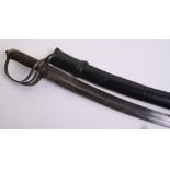 Victorian Indian Cavalry Trooper's Sword, broad curved fullered blade 30.5" with hatchet tip,