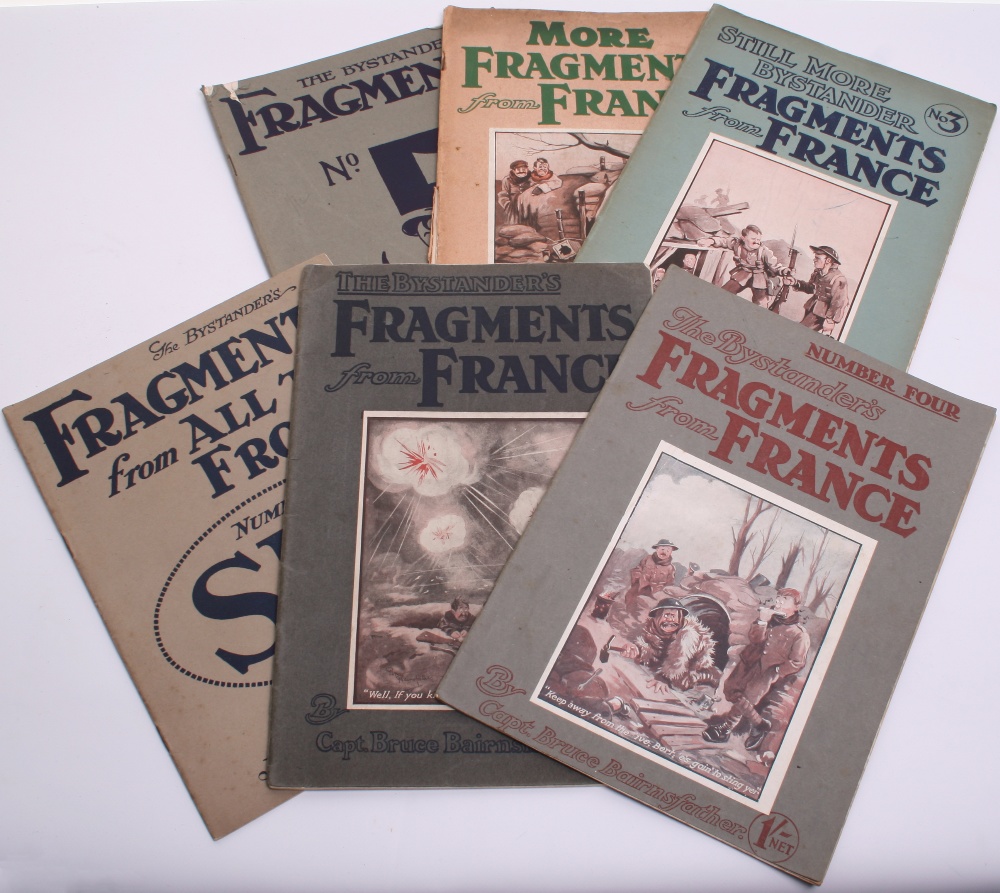 Six Editions of Bruce Bairnsfather's Fragments from France Magazine, including cartoons of Old