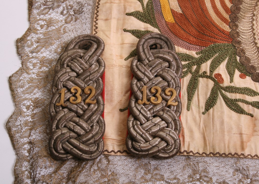 Pair of Imperial German Officers Greatcoat Shoulder Boards, of twist cord with gilt 132 numerals - Image 2 of 2
