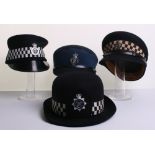 Four Police WPC Hats, Kings crown City Of Edinburgh Special constabulary, North Wales Police,