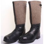 German Russian Front Issue Boots, with leather bottom section and felt top section. Complete with