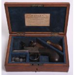 Cased Flintlock Boxlock Pocket Pistol, 5.75", frame engraved Twigg within oval upon a martial