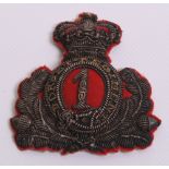 Dorset Regiment Officers Bullion Badge 1797-1854, oak leaves wreath with garter having embroidered