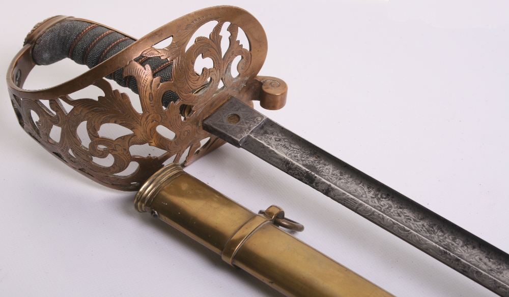 British Victorian 1857 Pattern Royal Engineer Officer's Sword, Etched blade by Thurkle with - Image 6 of 6