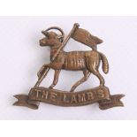 Rare WW1 Light Armoured Motor Battery (THE LAMB'S) Collar Badge in gilt brass with two lug