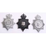 Borough of Hastings Police Helmet Badges, black star, Kings crown, chrome coat of arms centre,