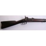 American Civil War Percussion Rifle, 56" overall, barrel 40" with 2 leaf rearsight, lock stamped