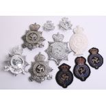 Selection of Isle of Man Police Badges, Kings crown, chrome 2 part helmet plate, 3 x Queens crown