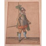 Hand Coloured Print of a Pikeman from "The Exercise of Arms, for Calivres, Muskettes and Pikes" by