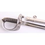 British 1827 Pattern Rifle Officers Sword complete with its original dress scabbard. Strung bugle