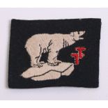 Scarce 74th Field Regiment Royal Artillery Cloth Formation Sign, embroidered 49th division polar