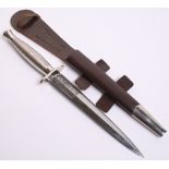 Post WW2 Commando FS Dagger by Wilkinson Sword, all nickel example, complete with its brown