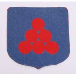 Scarce 302nd Infantry Brigade Printed Formation Sign, blue shield with six red cannon balls to the