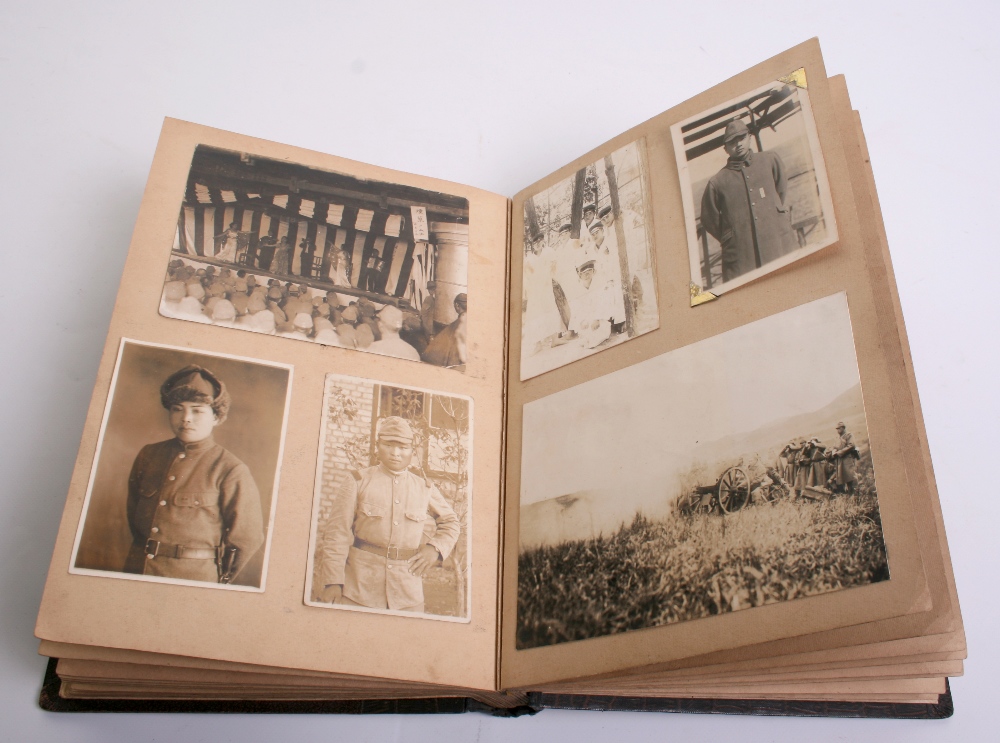 Japanese Manchuria & Northern China Campaign Photograph Album with good clear images of troops in - Image 3 of 4