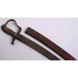 Ethiopian Cavalry Sword, broad curved fullered blade 32" (probably Belgian) etched with Amharic