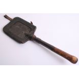 WW1 German Entrenching Tool complete with its leather cradle. Cradle has various stampings including