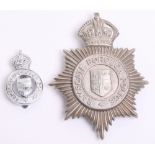 Ramsgate Borough Police Helmet Badge, chrome star, Kings crown, coat of arms centre, complete with