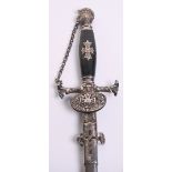 American Dress Sword for the Knights of Columbus, blade extensively etched and gilt with Jerusalem