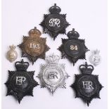 Various Obsolete Hertfordshire Constabulary Badges, Kings crown helmet plate, black star, white