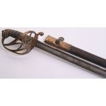 British George IV 1822 Pattern Infantry Officers Sword with gilt swept three bar hilt having