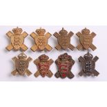 Royal Jersey Militia Collar Badges including a matched pair of circa 1895 other ranks gilded brass