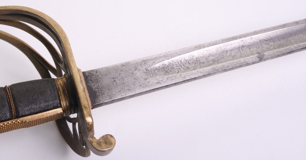 British Edward VII 1845 Pattern Infantry Officer's Sword, etched blade 32.5", regulation brass hilt, - Image 3 of 5