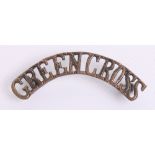 Great War Green Cross Society (Women's Reserve Ambulance Corps) Brass Shoulder Title, complete