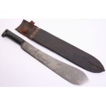 1943 Dated Jungle Machete with two piece ebony grip. Complete with its leather scabbard. Blade