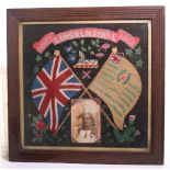 1st Battalion Lincolnshire Regiment Embroidered Tapestry with crossed union and regimental flags