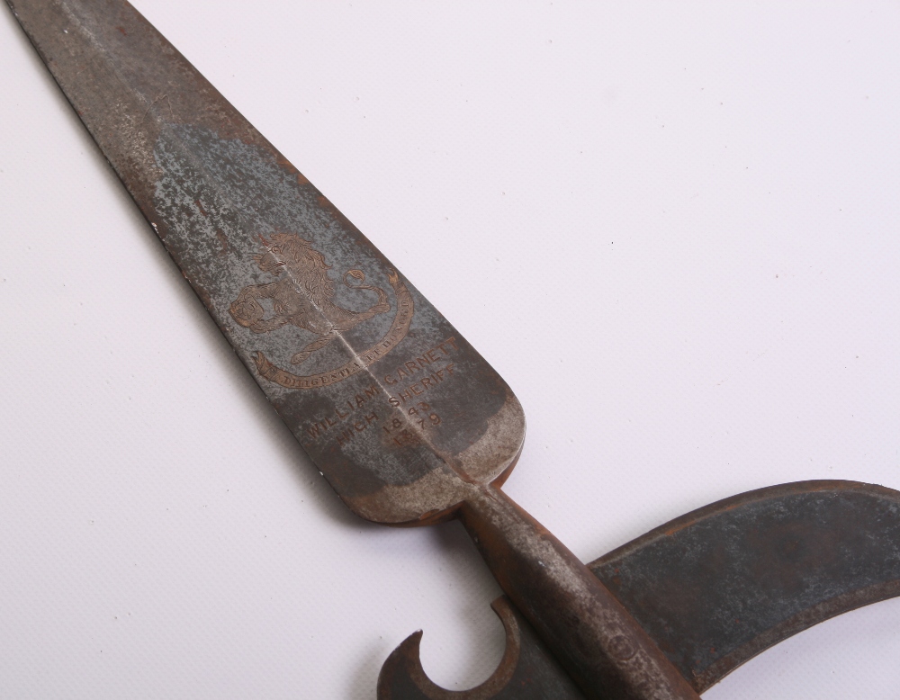 Pair of 19th Century Sheriffs Halberds, top blades etched with crest of demi lion supporting a - Image 3 of 3