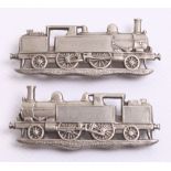 Pair of 2nd Cheshire Railway Engineers Volunteers Collar Badges in white metal with two lug fittings