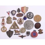 Selection of WW1 & WW2 Home Front Related Badges including silver wound badge with pin fitting on
