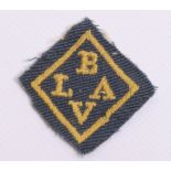 WW2 British Latin American Volunteers Cap / Sleeve Badge, yellow embroidered diamond on blue grey